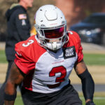 Arizona Cardinals S Budda Baker runs through drills during practice on Thursday, Dec. 22, 2022, in Tempe. (Tyler Drake/Arizona Sports)