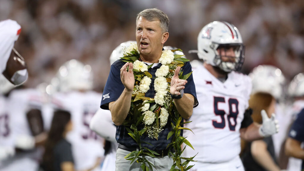 Head coach Brent Brennan of the Arizona Wildcats...