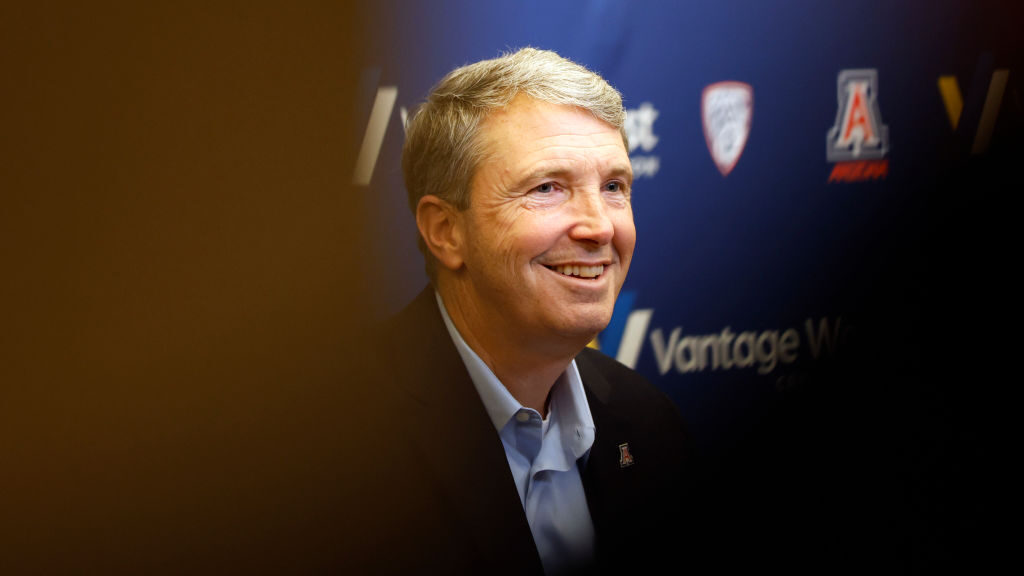 New Arizona Wildcats head coach Brent Brennan at a press conference...