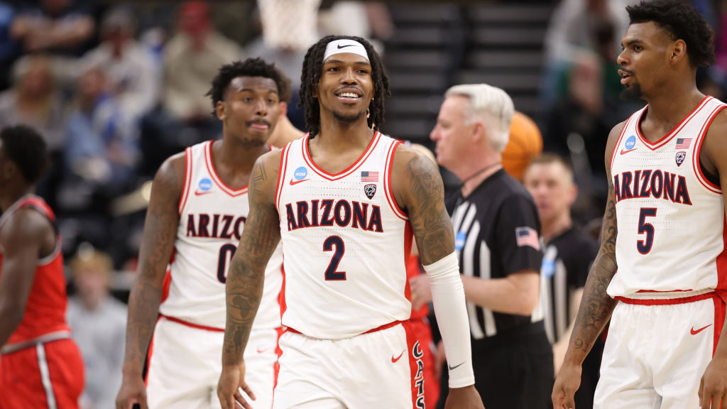 Arizona men's basketball's Jaden Bradley (left), Caleb Love (middle) and KJ Lewis (right) will play...