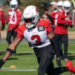 Arizona Cardinals S Budda Baker runs through drills during practice on Thursday, Dec. 22, 2022, in Tempe. (Tyler Drake/Arizona Sports)