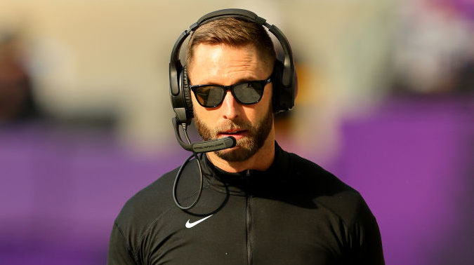 Head coach Kliff Kingsbury of the Arizona Cardinals reacts during the first quarter against the Mi...