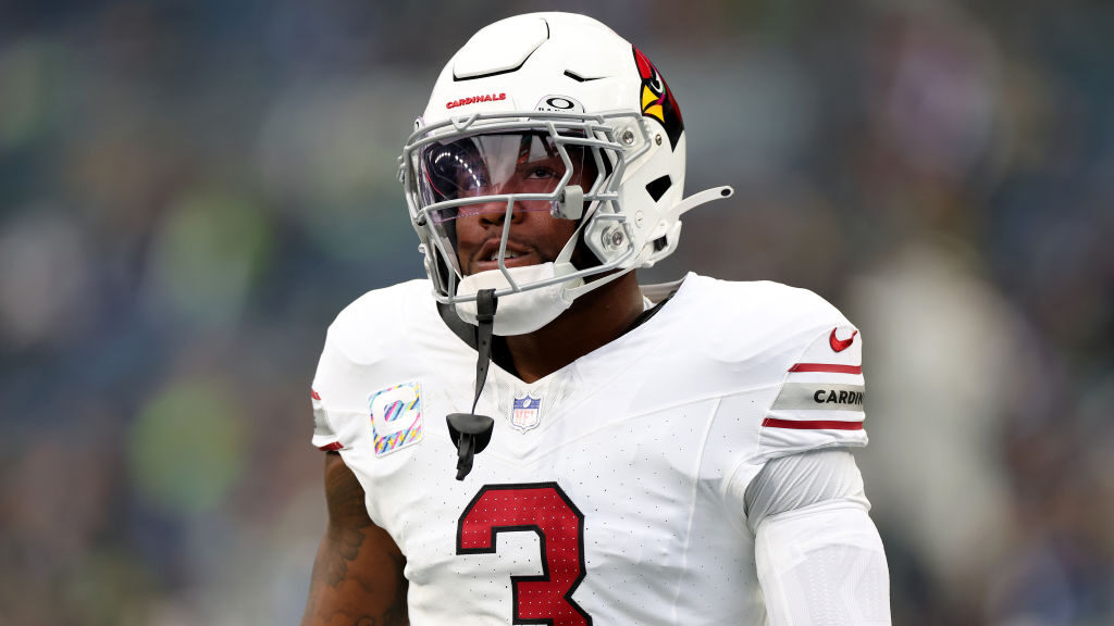 Budda Baker #3 of the Arizona Cardinals looks on before the game against the Seattle Seahawks at Lu...