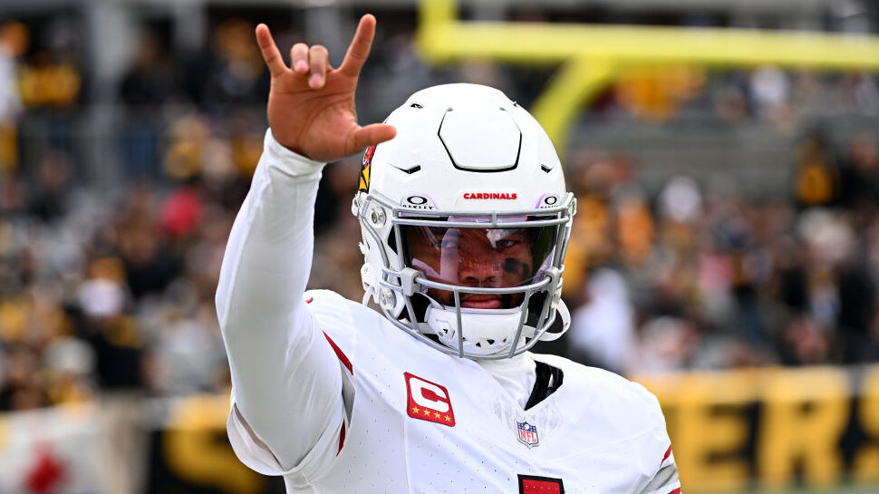 Kyler Murray waves to fans during Week 13...