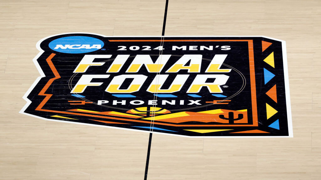 A general view of the Final Four logo on the court during the NCAA Men's Basketball Tournament Nati...
