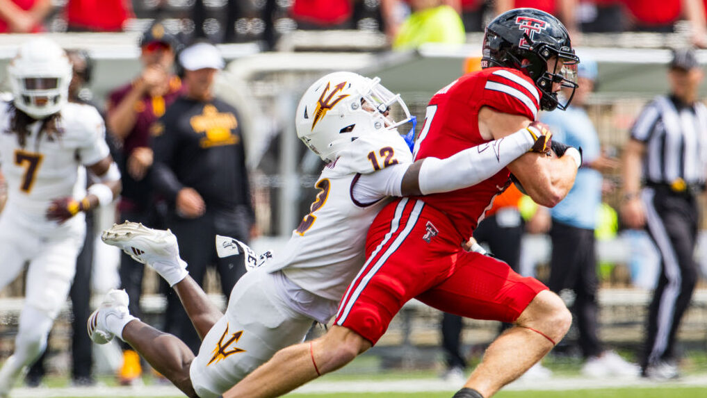 Javan Robinson attempting to make tackle....