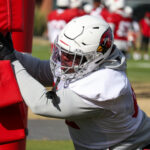 Arizona Cardinals DL Kevin Strong runs through drills during practice on Friday, Jan. 5, 2023, in Tempe. (Tyler Drake/Arizona Sports)