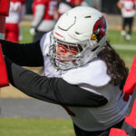 Arizona Cardinals DL Roy Lopez runs through drills during practice on Friday, Jan. 5, 2023, in Tempe. (Tyler Drake/Arizona Sports)