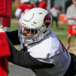 Arizona Cardinals DL Phil Hoskins runs through drills during practice on Friday, Jan. 5, 2023, in Tempe. (Tyler Drake/Arizona Sports)