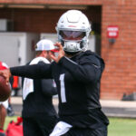 Arizona Cardinals QB Kyler Murray runs through drills during OTAs on Monday, May 20, 2024, in Tempe. (Tyler Drake/Arizona Sports)