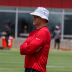 Arizona Cardinals GM Monti Ossenfort looks on during OTAs on Monday, May 20, 2024, in Tempe. (Tyler Drake/Arizona Sports)