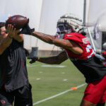 Arizona Cardinals CB Sean Murphy-Bunting runs through drills during Week 1 practice on Monday, Sept. 2, 2024, in Tempe. (Tyler Drake/Arizona Sports)