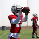 Arizona Cardinals CB Divaad Wilson runs through drills during Week 1 practice on Monday, Sept. 2, 2024, in Tempe. (Tyler Drake/Arizona Sports)