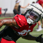 Arizona Cardinals CB Sean Murphy-Bunting runs through drills during Week 1 practice on Monday, Sept. 2, 2024, in Tempe. (Tyler Drake/Arizona Sports)
