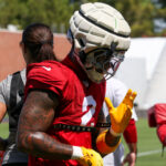 Arizona Cardinals linebacker Mack Wilson Sr. runs through drills during Week 1 practice on Monday, Sept. 2, 2024, in Tempe. (Tyler Drake/Arizona Sports)