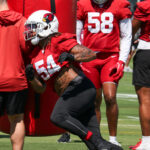 Arizona Cardinals OLB Xavier Thomas runs through drills during Week 1 practice on Wednesday, Sept. 4, 2024, in Tempe. (Tyler Drake/Arizona Sports)