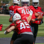 Arizona Cardinals OLB Xavier Thomas runs through drills during Week 1 practice on Monday, Sept. 2, 2024, in Tempe. (Tyler Drake/Arizona Sports)