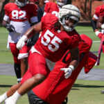 Arizona Cardinals DL Dante Stills runs through drills during practice on Thursday, Sept. 5, 2024, in Tempe. (Tyler Drake/Arizona Sports)