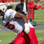 Arizona Cardinals DL Dante Stills runs through drills during practice on Thursday, Sept. 19, 2024, in Tempe. (Tyler Drake/Arizona Sports)