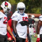 Arizona Cardinals DL Naquan Jones runs through drills during practice on Wednesday, Sept. 25, 2024, in Tempe. (Tyler Drake/Arizona Sports)