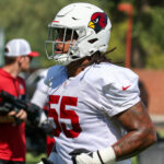 Arizona Cardinals DL Dante Stills runs through drills during practice on Wednesday, Sept. 25, 2024, in Tempe. (Tyler Drake/Arizona Sports)