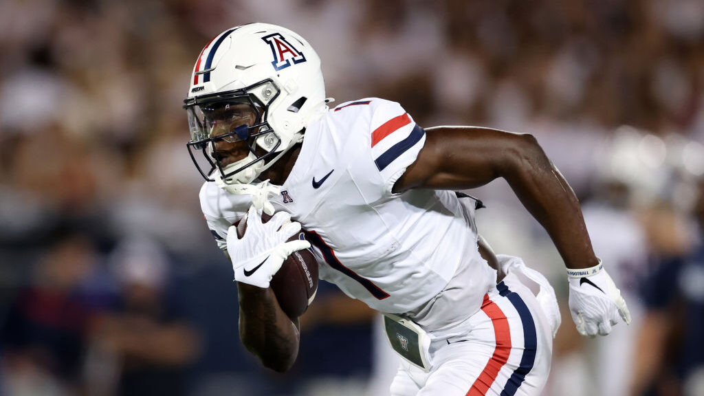 Running back Jacory Croskey-Merritt #1 of the Arizona Wildcats...
