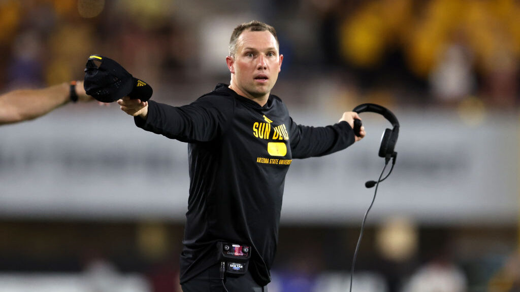ASU football head coach Kenny Dillingham coaches against Mississippi State...