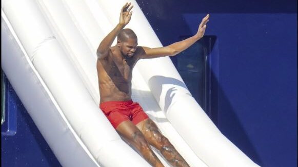Kevin Durant on a water slide in Saint-Tropez...
