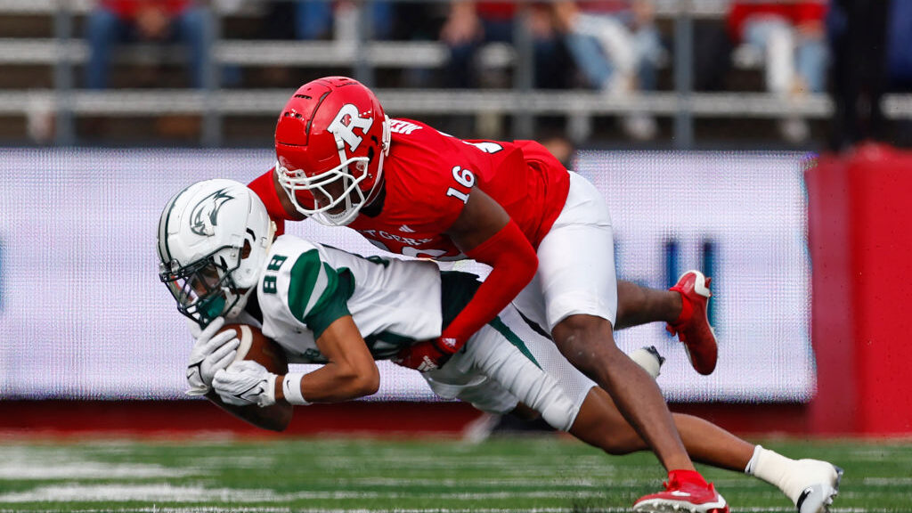 Max Melton makes a tackle...