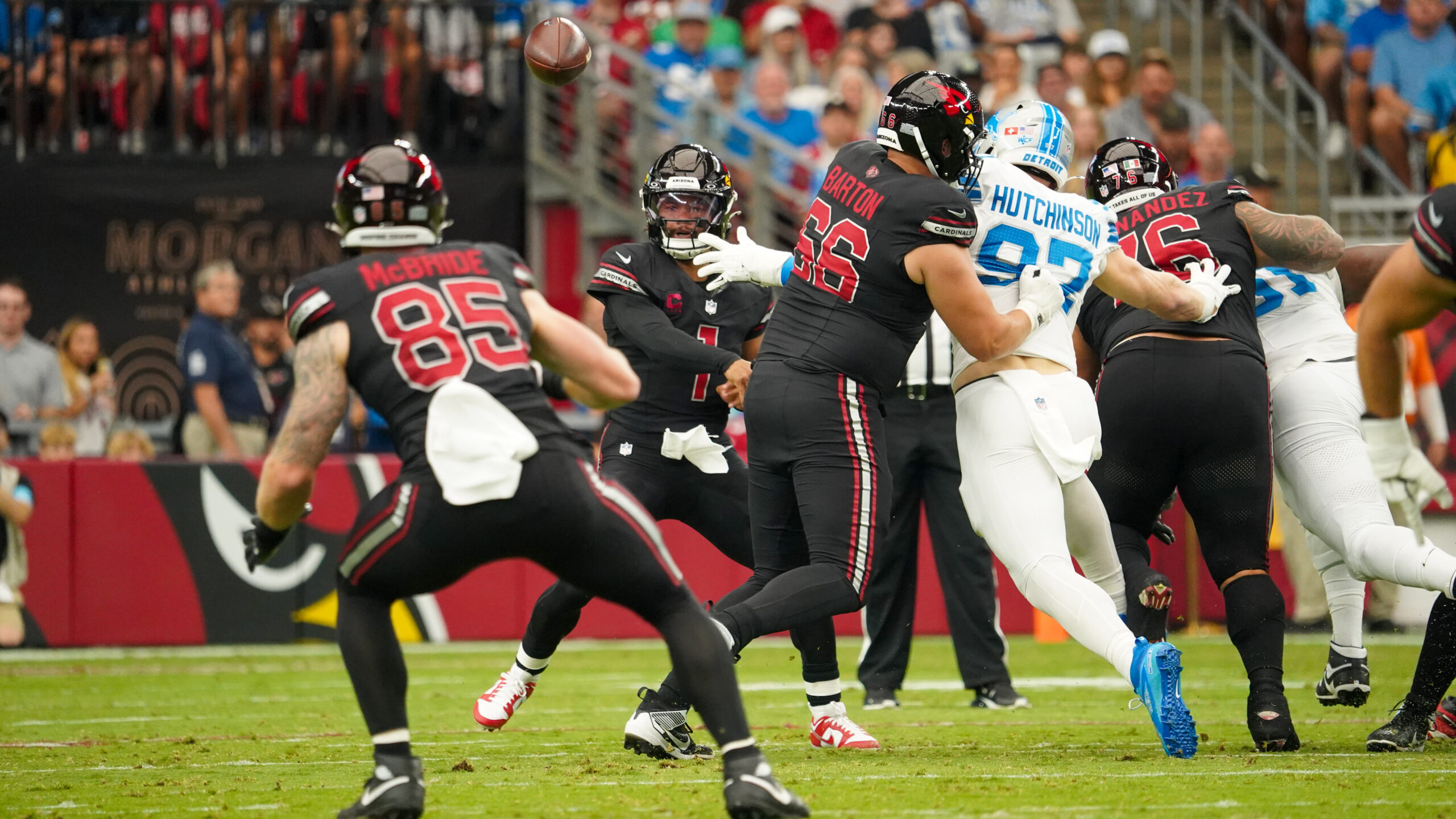 Arizona Cardinals QB Kyler Murray throws a pass during Week 3...