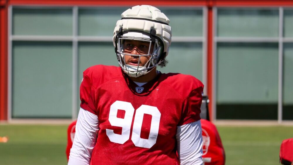 Arizona Cardinals rookie lineman Tyler Manoa at practice...